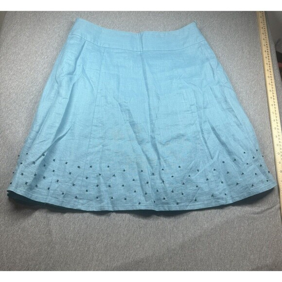 Boden Pale‎ Blue Linen A line Skirt Size 8R - Picture 1 of 8